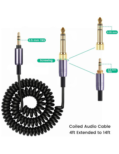 Cable de audio en espiral Weishan 3.5mm con adaptador 6.35mm