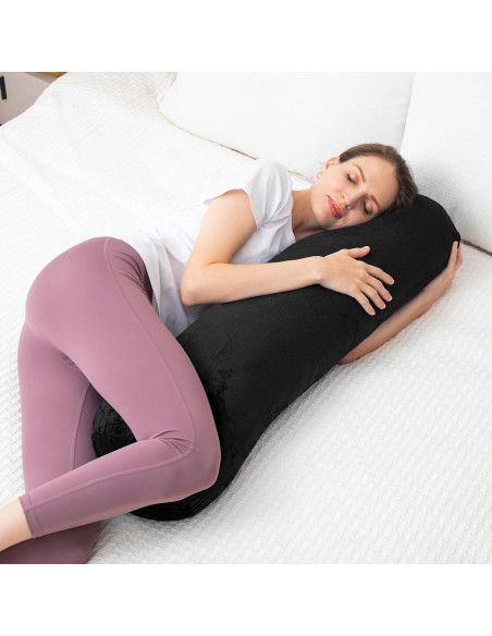 Almohada Cilíndrica 1 MIDDLE ONE 89x20 cm Negra con Funda Desmontable Almohada Cilíndrica 1 MIDDLE ONE 89x20 cm Negra con Funda Desmontable