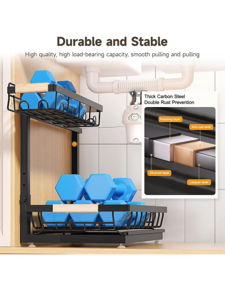 Organizador Bajo Fregadero Sevenblue 2 Niveles Ajustable Negro Organizador Bajo Fregadero Sevenblue 2 Niveles Ajustable Negro