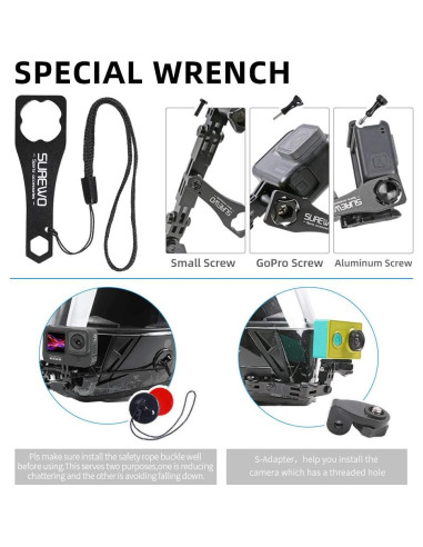 Soporte de Mentón de Casco de Aluminio SUREWO para GoPro