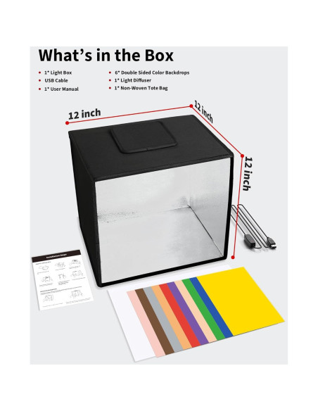 Caja de Luz Fotográfica Portátil Glendan 30x30 cm con 112 LED Caja de Luz Fotográfica Portátil Glendan 30x30 cm con 112 LED