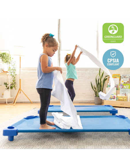 Cuna Apilable ECR4Kids para Niños Pequeños Azul 101.6x58.4 cm Cuna Apilable ECR4Kids para Niños Pequeños Azul 101.6x58.4 cm