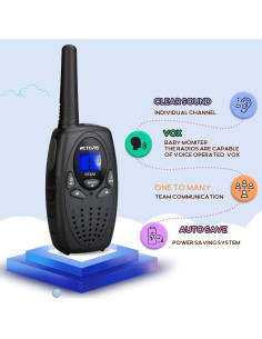 Walkie Talkies Retevis RT628 para Niños - 22 Canales, Bloqueo Teclado 2