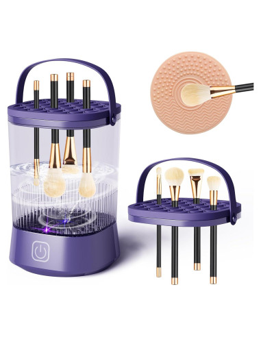 Limpiador Eléctrico de Brochas de Maquillaje Yagizaul Púrpura
