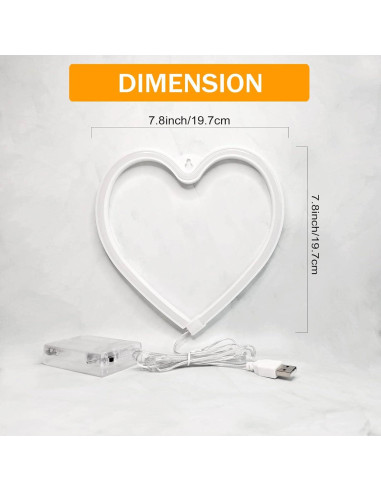 Lámpara de Corazón LED Rosa VIFULIN - Decoración USB/Batería