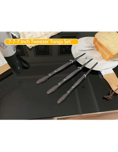 Set de 3 Pinzas de Cocina JETKONG 18 cm Acero Inoxidable Negro 2