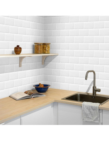 Azulejo de metro autoadhesivo DEWOO 10 hojas 30.48x30.48cm blanco