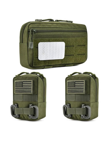 Paquete de 3 Bolsas Tácticas Molle R.SASR Verde Militar