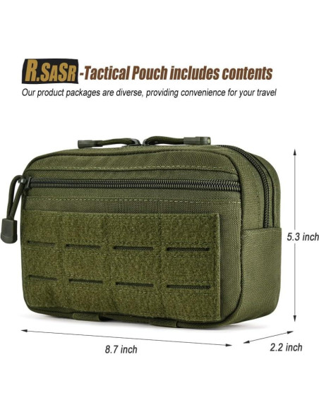 Paquete de 3 Bolsas Tácticas Molle R.SASR Verde Militar Paquete de 3 Bolsas Tácticas Molle R.SASR Verde Militar