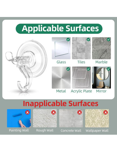 Ganchos de Ventosa Goabroa 3 Pcs Transparentes 4.99 kg