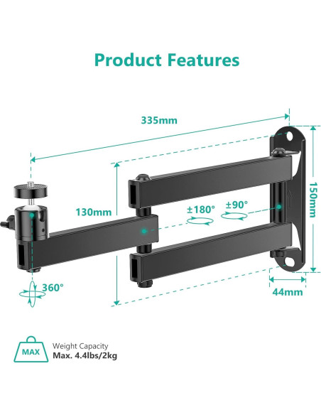 Soporte de Proyector Plegable WALI Ajustable Negro 10 kg Soporte de Proyector Plegable WALI Ajustable Negro 10 kg