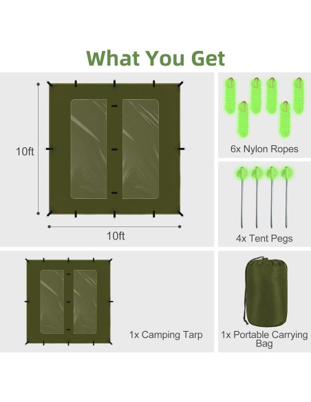 Toldo de Camping Zenicham 3.05x3.05m Impermeable UV UPF50+ Toldo de Camping Zenicham 3.05x3.05m Impermeable UV UPF50+