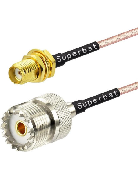 Cable adaptador coaxial Superbat UHF a SMA 15cm 2 unidades Cable adaptador coaxial Superbat UHF a SMA 15cm 2 unidades