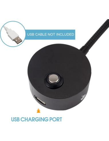 Luz de Lectura LED Regulable WisHomee con USB 12V - 2 Paquete