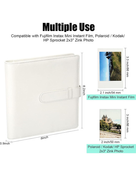 Álbum de Fotos Veicevol 256 Bolsillos Blanco para Instax Mini Álbum de Fotos Veicevol 256 Bolsillos Blanco para Instax Mini