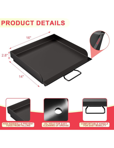 Sartén Plancha DcYourHome 40.64 cm x 35.56 cm para Camp Chef Sartén Plancha DcYourHome 40.64 cm x 35.56 cm para Camp Chef