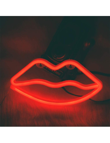 Cartel de Neón LED Hopolon Labio Rojo 30.99x19 cm