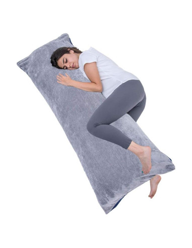 Almohada Corporal 1 MIDDLE ONE 137x51 cm Terciopelo Gris Azul