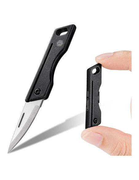Cuchillo de bolsillo KeyUnity KK06BK de titanio - Hoja D2 5.58 cm Cuchillo de bolsillo KeyUnity KK06BK de titanio - Hoja D2 5.58 cm