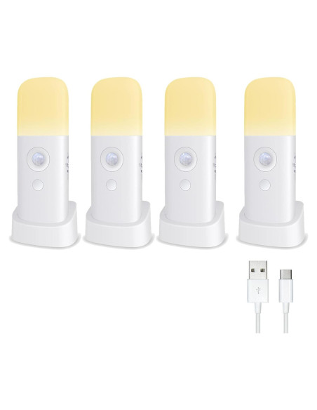 Luces Nocturnas con Sensor de Movimiento Creweel - Paquete de 4 Luces Nocturnas con Sensor de Movimiento Creweel - Paquete de 4
