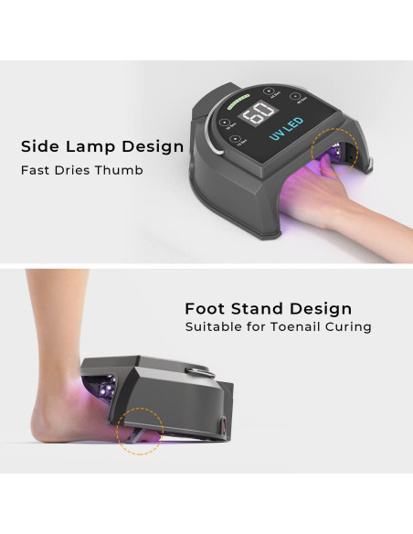 Lámpara de Uñas UV LED Gelpal 80W Inalámbrica Portátil Negra Lámpara de Uñas UV LED Gelpal 80W Inalámbrica Portátil Negra