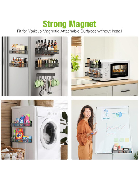 Estante Magnético para Especias Housmile, 5 Piezas, Negro Estante Magnético para Especias Housmile, 5 Piezas, Negro