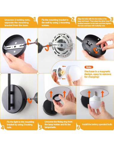 Juego de 2 Apliques de Pared Inalámbricos MATAMEYE Negro