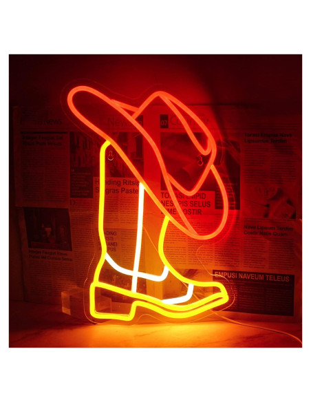 Cartel de Neón LED Horseneon Sombrero y Botas Vaquero 42x32cm Cartel de Neón LED Horseneon Sombrero y Botas Vaquero 42x32cm