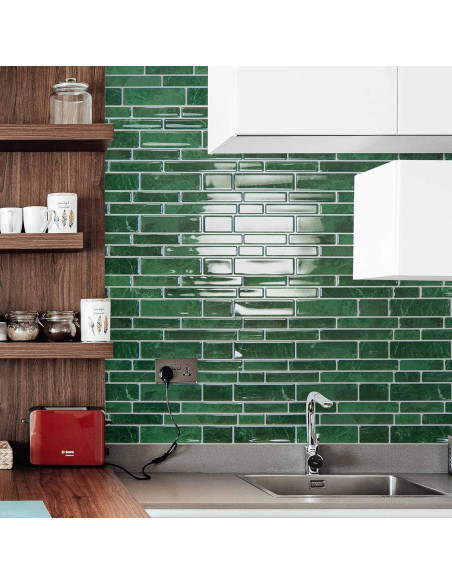 Azulejos Autoadhesivos Art3d 10 Hojas 30.48x30.48cm Verde Mármol Azulejos Autoadhesivos Art3d 10 Hojas 30.48x30.48cm Verde Mármol