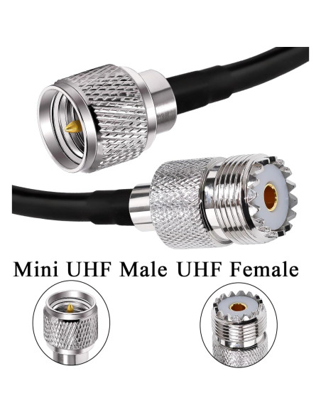 Cable Coaxial RG58 Mini UHF Macho a UHF Hembra 30cm 2 Piezas Cable Coaxial RG58 Mini UHF Macho a UHF Hembra 30cm 2 Piezas