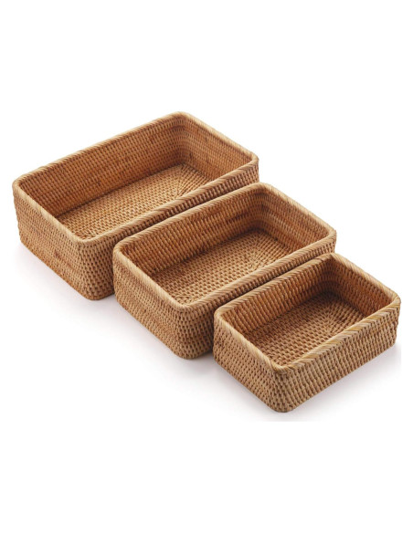 Cestas de Almacenamiento DECRAFTS de Ratán Natural - Juego de 3 Cestas de Almacenamiento DECRAFTS de Ratán Natural - Juego de 3