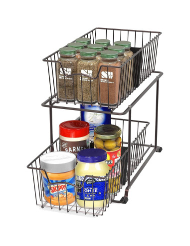 Organizador de Cajones SimpleHouseware 2 Niveles Metal Bronce