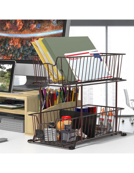 Organizador de Cajones SimpleHouseware 2 Niveles Metal Bronce Organizador de Cajones SimpleHouseware 2 Niveles Metal Bronce