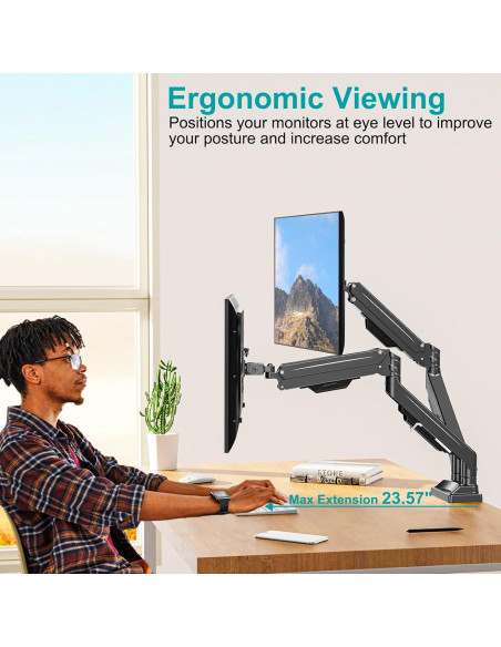 Soporte Doble para Monitores MOUNT PRO hasta 109cm Negro Soporte Doble para Monitores MOUNT PRO hasta 109cm Negro
