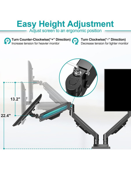 Soporte Doble para Monitores MOUNT PRO hasta 109cm Negro Soporte Doble para Monitores MOUNT PRO hasta 109cm Negro