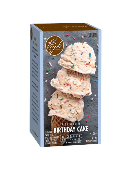Mezcla Inicial de Helado Premium Triple Scoop 389g - Pastel de Cumpleaños Mezcla Inicial de Helado Premium Triple Scoop 389g - Pastel de Cumpleaños