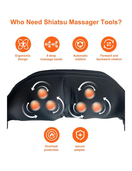 Masajeador Eléctrico Shiatsu Cuello y Espalda con Calor - Ceamorfco Masajeador Eléctrico Shiatsu Cuello y Espalda con Calor - Ceamorfco