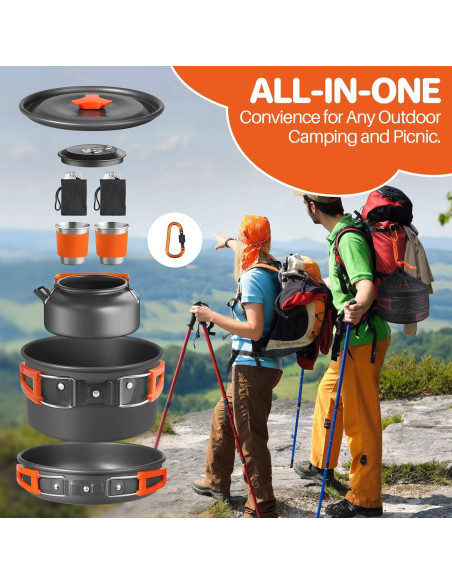 Juego de Cocina para Camping FUNYKICH 17 Piezas Antiadherente Juego de Cocina para Camping FUNYKICH 17 Piezas Antiadherente