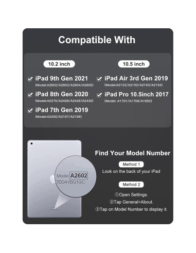 Funda de teclado Hamile para iPad 10.2" y 10.5" - Retroiluminada