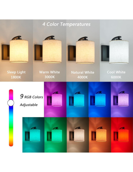 Juego de 2 Apliques de Pared Recargables LED A1A9 Negro Juego de 2 Apliques de Pared Recargables LED A1A9 Negro