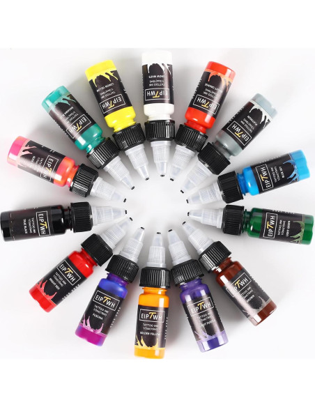 Juego de Tinta para Tatuajes EIPTWH 14 Colores 15ml Juego de Tinta para Tatuajes EIPTWH 14 Colores 15ml
