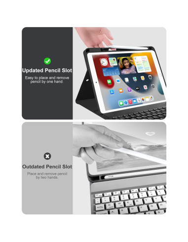 Funda de teclado Hamile para iPad 10.2" y 10.5" - Retroiluminada