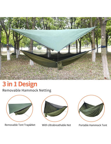 Hamaca de Camping NewDoar con Toldo Impermeable y Red Mosquitos