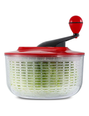 Secador de Ensalada Geedel 5L Rojo, Apto para Lavavajillas