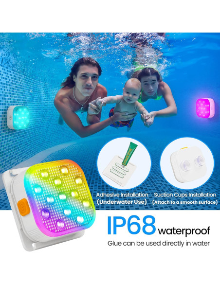 Luces de Piscina LED Recargables Leedpart IP68 16 Colores Luces de Piscina LED Recargables Leedpart IP68 16 Colores