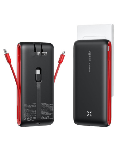 Cargador Portátil VIYISI 10000mAh con Cables Integrados - Negro