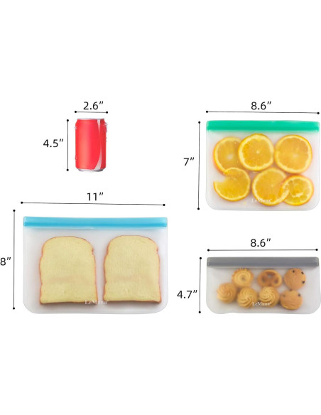 Paquete de 12 Bolsas Reutilizables LeMuna - 4 Galones, Sin BPA Paquete de 12 Bolsas Reutilizables LeMuna - 4 Galones, Sin BPA