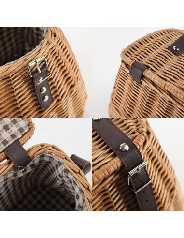 Cesta de Picnic de Mimbre KINGWILLOW 30.99x18.99x22.99cm