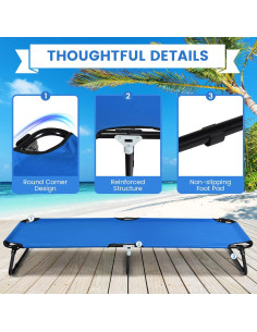 Cama de Camping Plegable Goplus 190.5x55.9 cm Azul 2