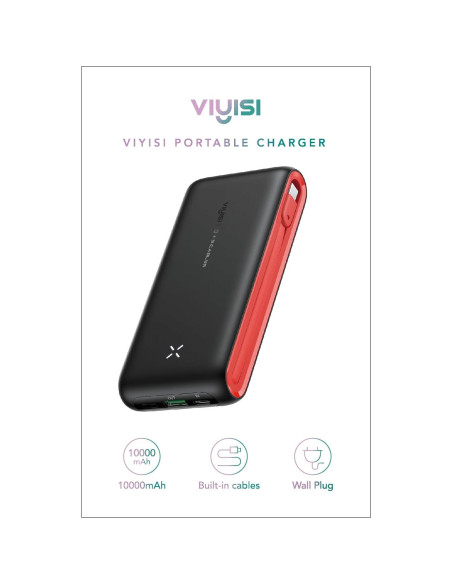Cargador Portátil VIYISI 10000mAh con Cables Integrados - Negro Cargador Portátil VIYISI 10000mAh con Cables Integrados - Negro